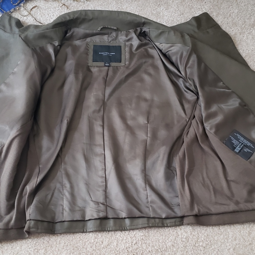 Brand New Olive Faux Leather Ponte Jacket